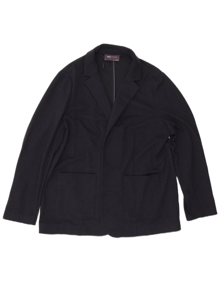Marks & Spencer Womens Open Blazer Jacket UK 16 Large Navy Blue Polyester