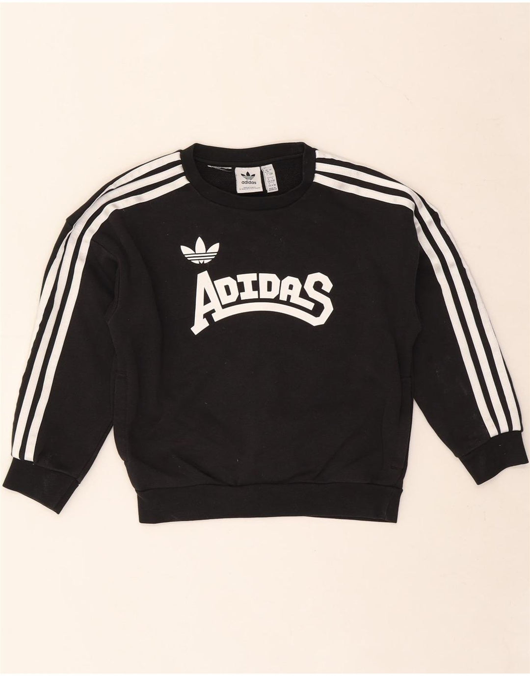 ADIDAS Boys Graphic Sweatshirt Jumper 8-9 Years Black