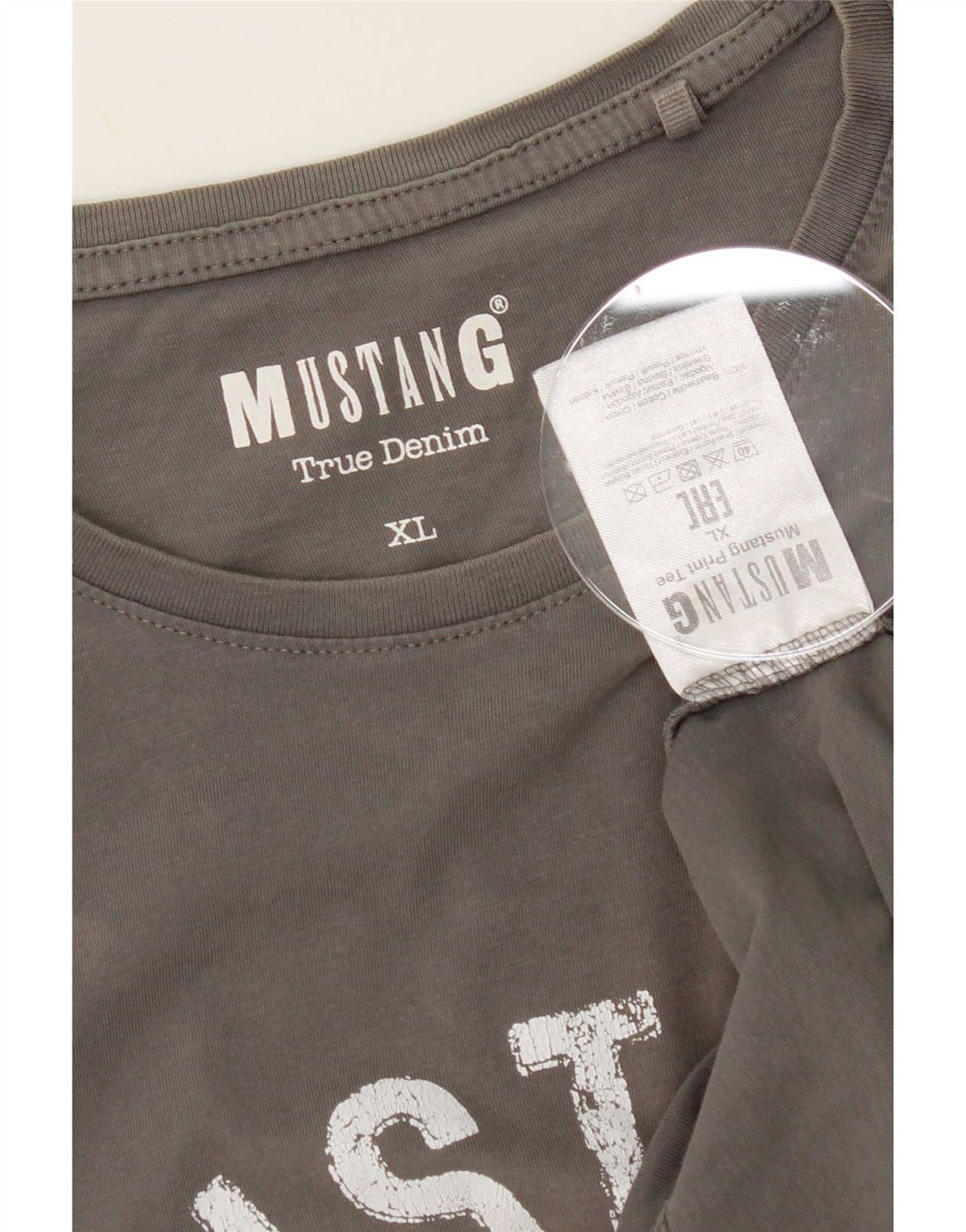 Mustang Herre Grafisk T-Shirt Top XL Grå Bomuld