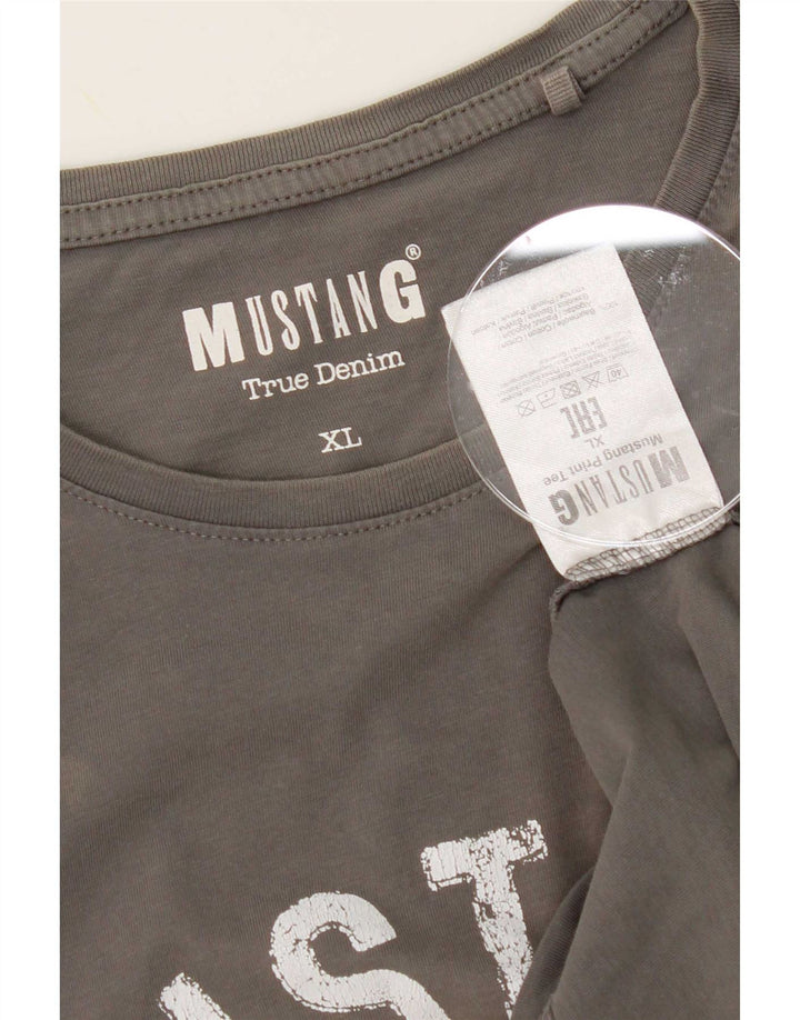 Mustang Herre Grafisk T-Shirt Top XL Grå Bomuld