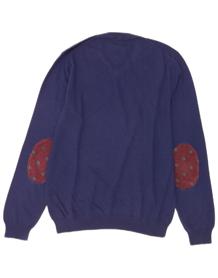 SUN68 Herre V-hals sweater mellemblå uld