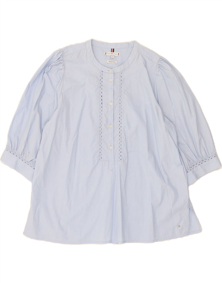 TOMMY HILFIGER Womens Long Sleeve Blouse Top UK 12 Medium Blue Cotton Vintage Tommy Hilfiger and Second-Hand Tommy Hilfiger from Messina Hembry 