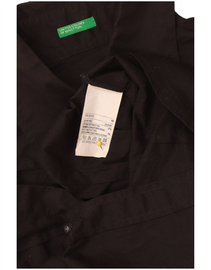 Benetton Dameskjorte UK 14 Medium Sort Bomuld