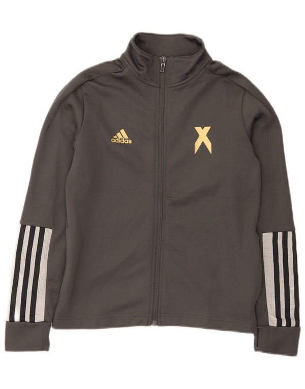 Adidas Drenge Træningsdragt Topjakke 9-10 År Grå Polyester