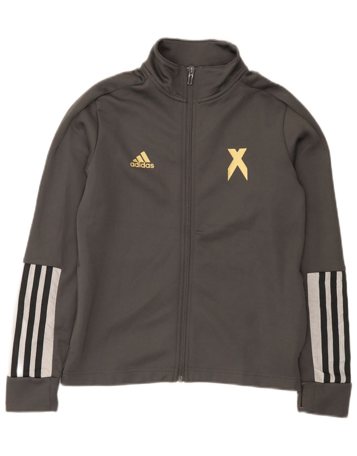 Adidas Drenge Træningsdragt Topjakke 9-10 År Grå Polyester