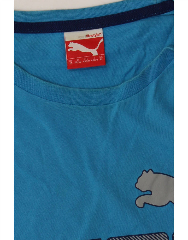 PUMA Mens Graphic T-Shirt Top Medium Blue Vintage Puma and Second-Hand Puma from Messina Hembry 