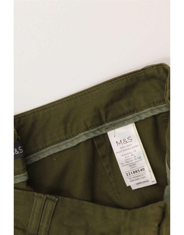 Marks & Spencer Dame Straight Cropped Trousers UK 12 Medium W30 L25 Khaki