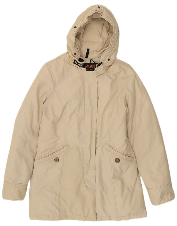 Woolrich Polstret frakke med hætte til kvinder UK 14 Medium Off White