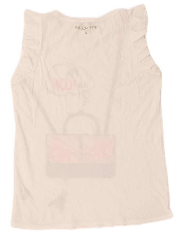 Patrizia Pepe Kvinders Grafisk Vest Top One Size Hvid Bomuld