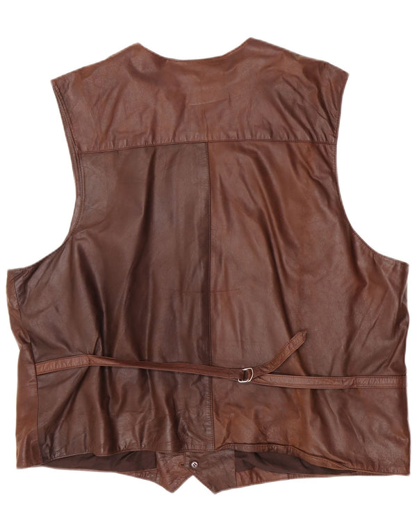 Vintage herre læder vest EU 64 7XL brunt læder