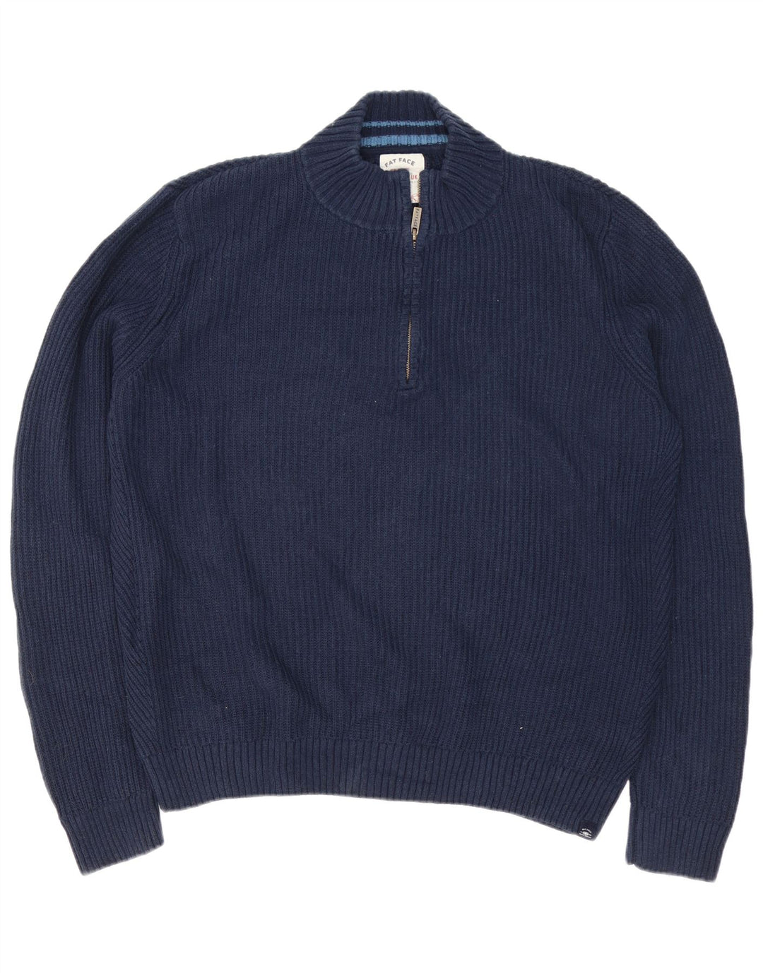 Fat Face Herre Zip Neck Jumper Sweater 2XL Navy Blue Bomuld