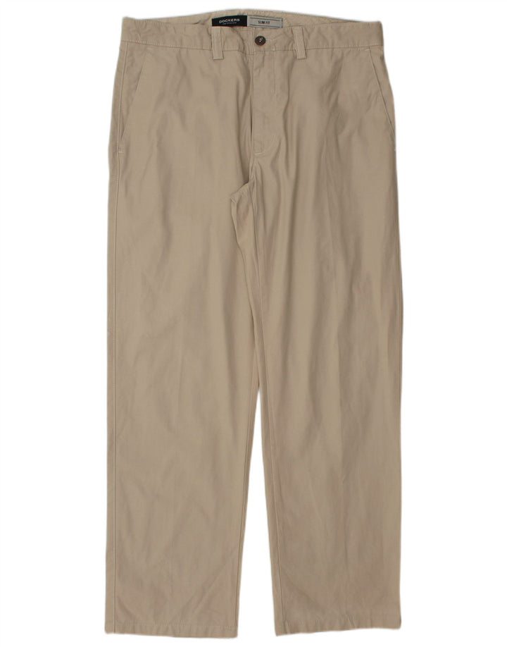 DOCKERS Slim Fit Chinobukser til mænd W36 L30 Beige Bomuld
