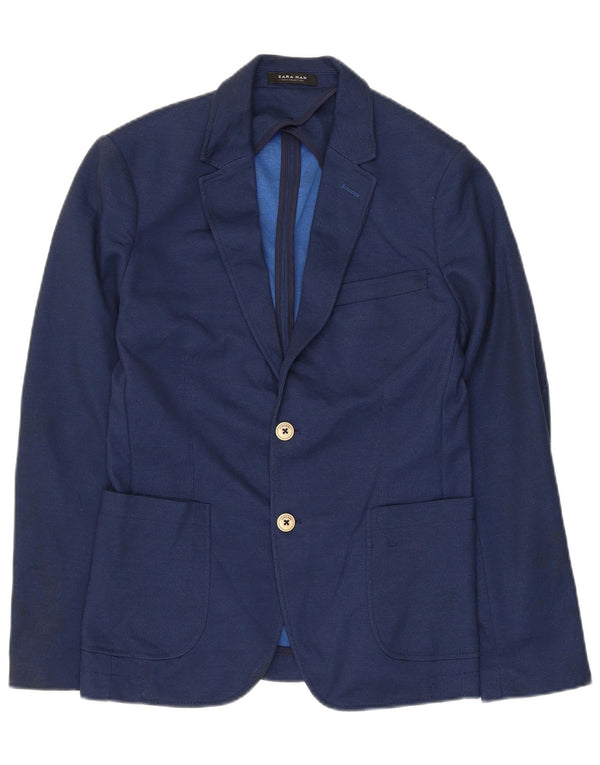 Zara Herre 2-knaps blazerjakke EU 46 Lille marineblå polyester