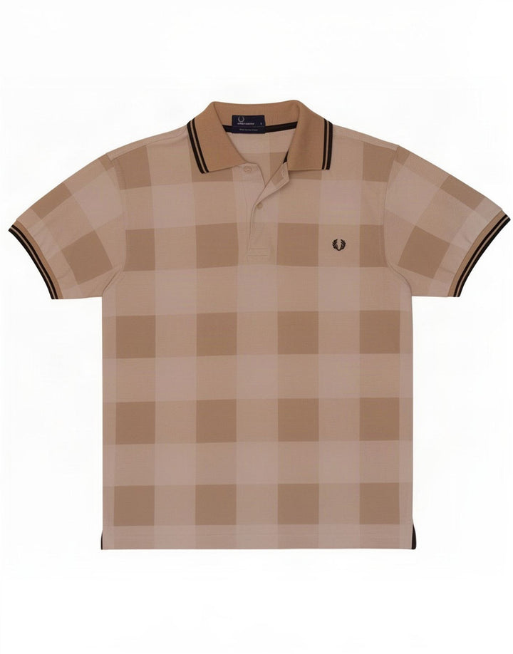 Fred Perry Herre poloshirt Lille beige geometrisk bomuld