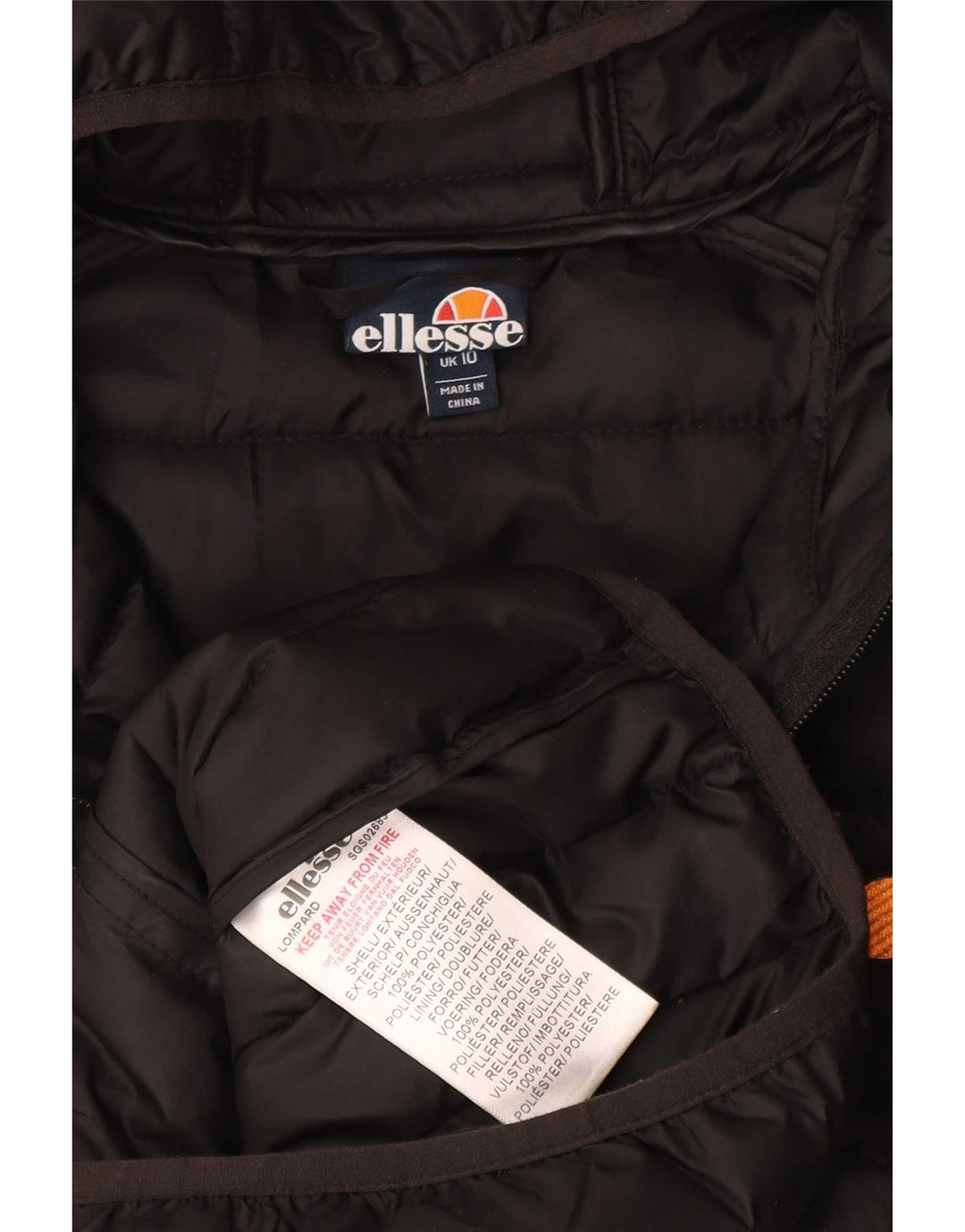 Ellesse Dame Hætte Oversized Polstret Jakke UK 10 Small Black Polyester