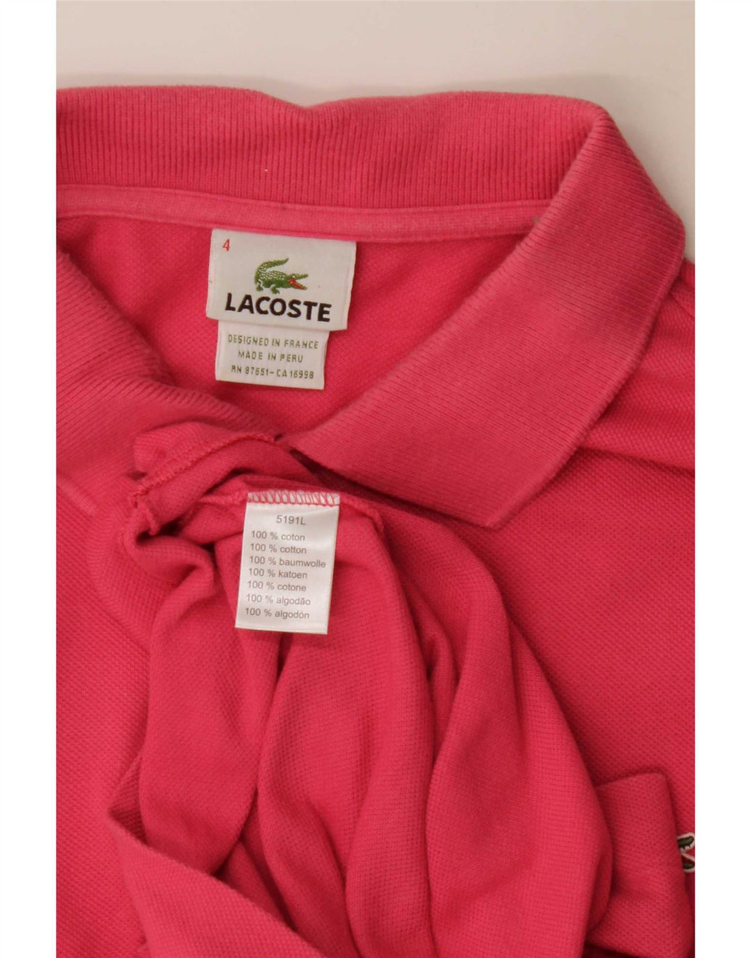 Lacoste herre poloshirt størrelse 4 Medium Pink bomuld