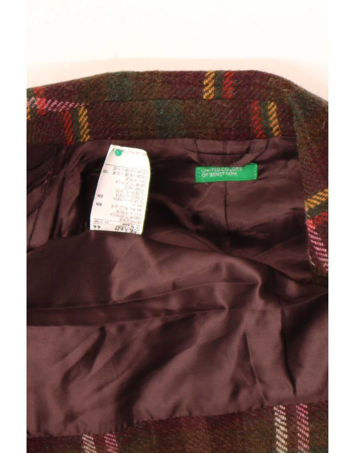 Benetton Dame 1-knaps blazerjakke IT 44 Medium Flerfarvet ternet