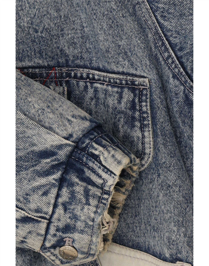 Vintage Sherpa-denimjakke til mænd IT 48/50 Medium Blue Colourblock Bomuld