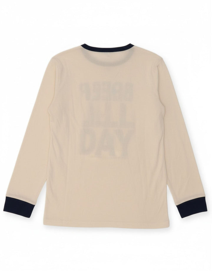 EDDIE BAUER Boys Graphic Top Long Sleeve 14-15 Years Large White Polyester