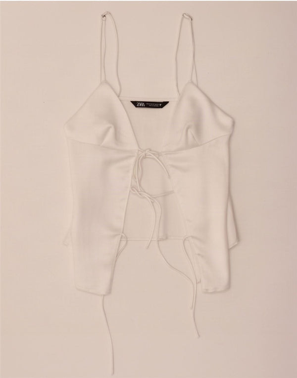 Zara Dame Crop Cami Top UK 6 XS Hvid