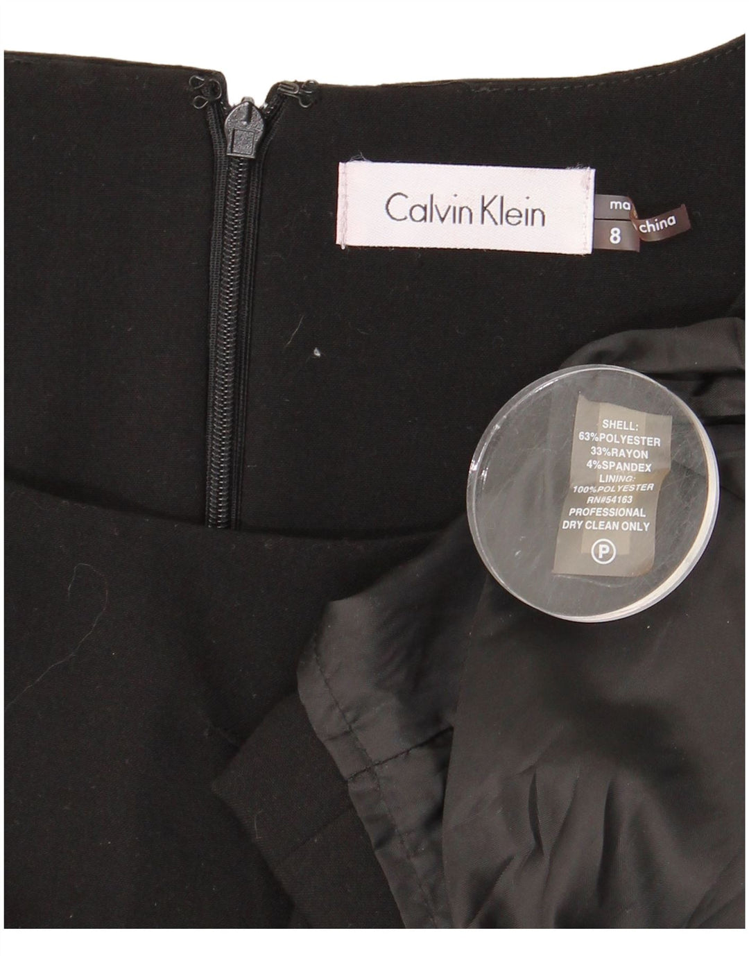 CALVIN KLEIN Dame Ærmeløs Skede Kjole US 8 Medium Sort Polyester