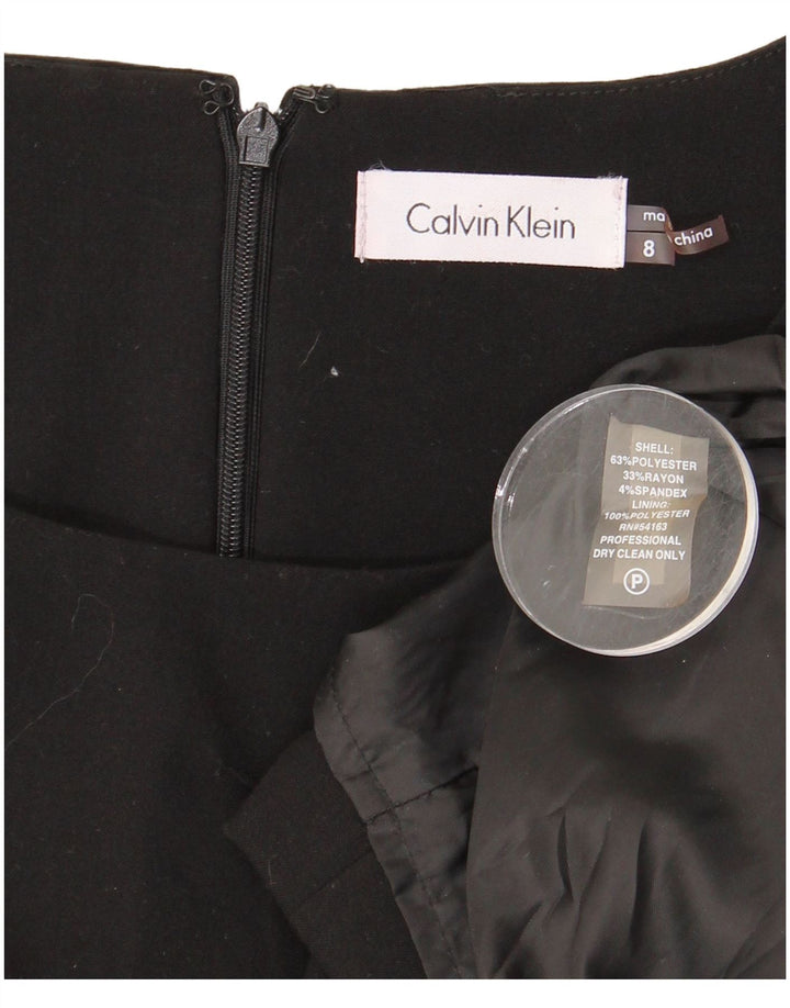 CALVIN KLEIN Dame Ærmeløs Skede Kjole US 8 Medium Sort Polyester