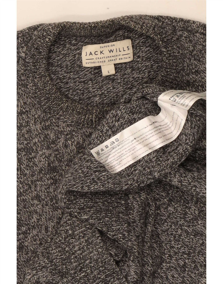 Jack Wills Herre Crew Neck Jumper Sweater Stor Grå Flecked Merino Wool