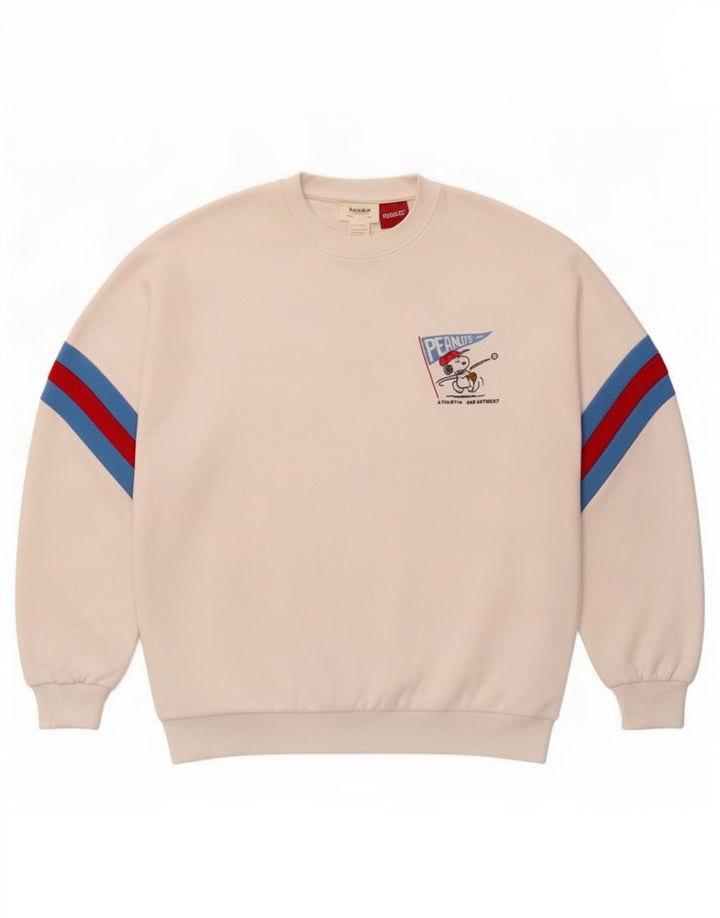 Pull & Bear Dame Peanuts Graphic Sweatshirt Jumper UK 10 Small White