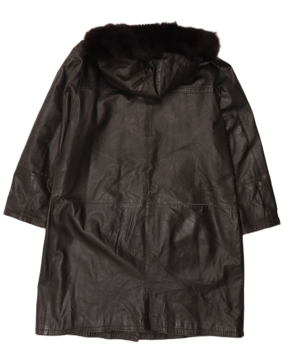 Vintage læderfrakke til kvinder IT 48 XL Sort