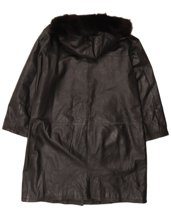 Vintage læderfrakke til kvinder IT 48 XL Sort
