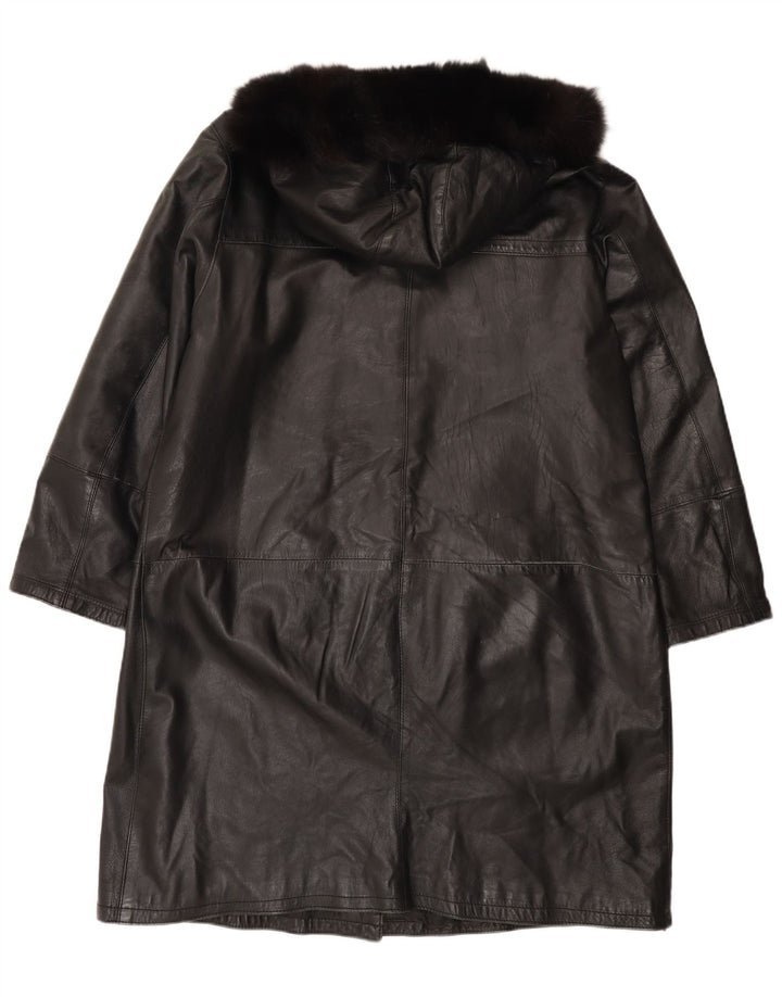 Vintage læderfrakke til kvinder IT 48 XL Sort