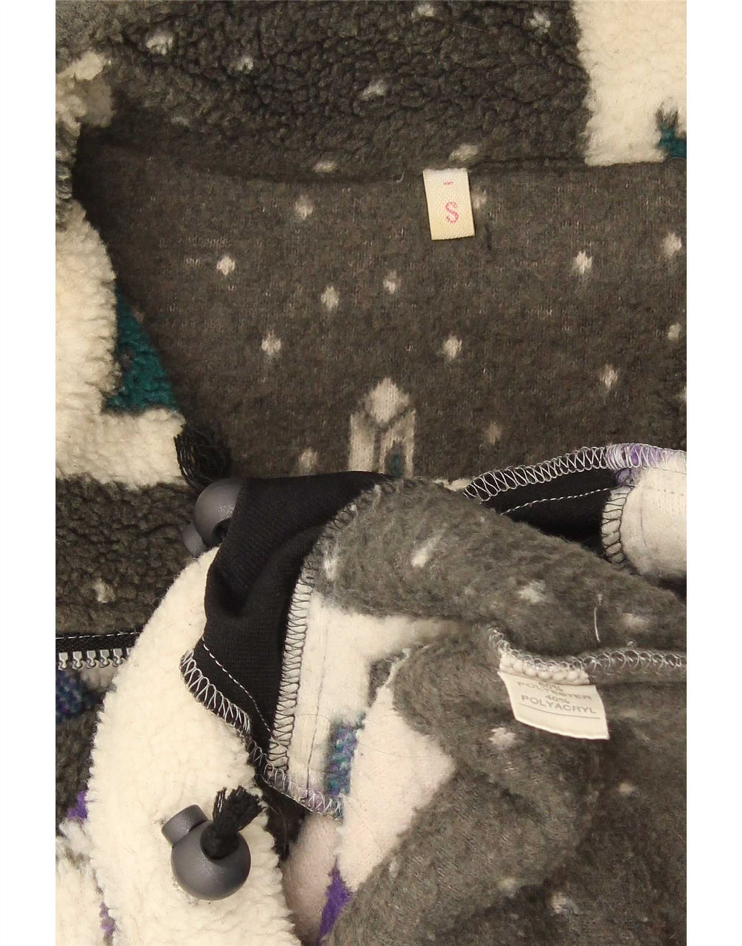 Vintage herre abstrakt mønster lynlås hals fleece jumper lille flerfarvet