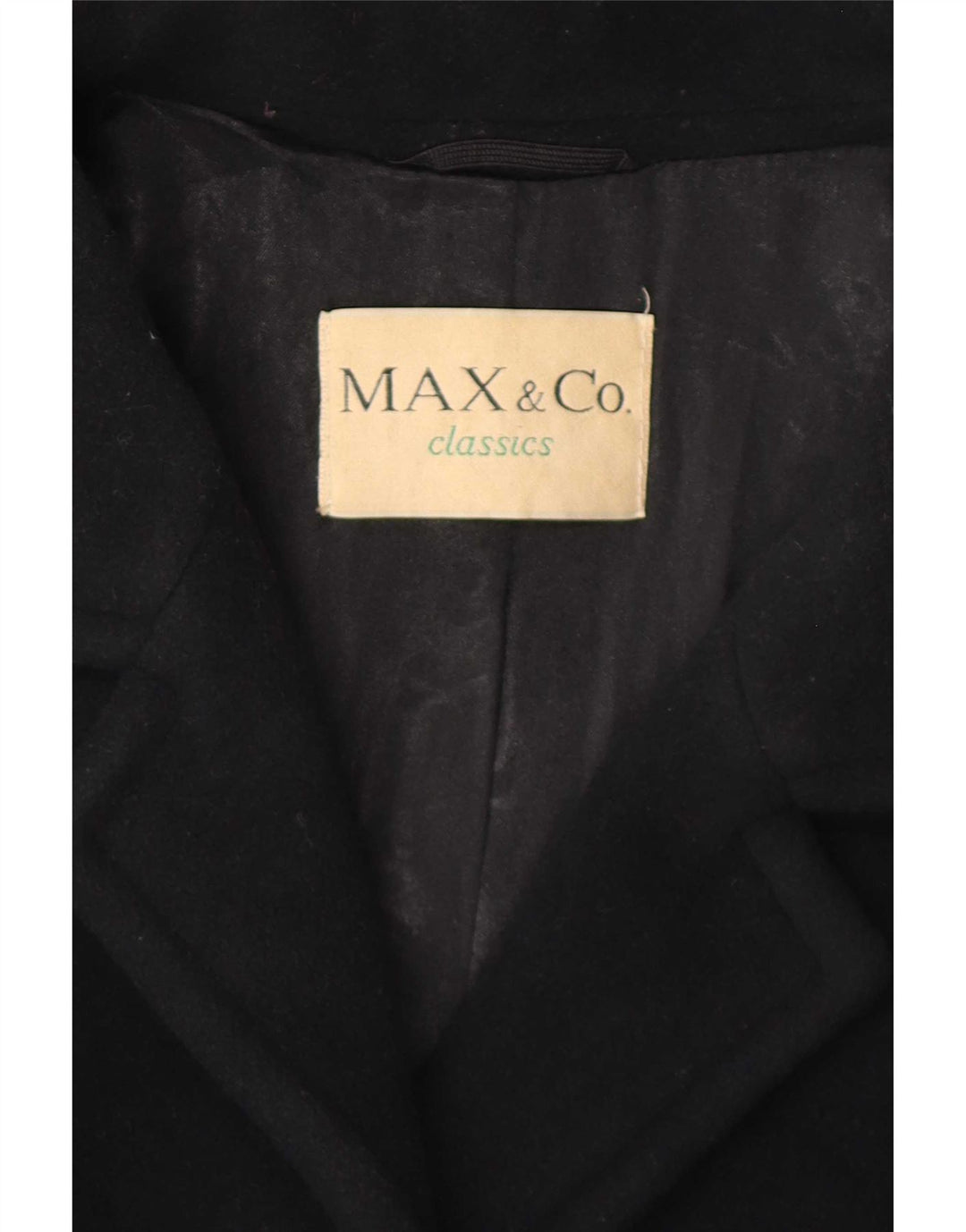 Max & Co. Dameoverfrakke UK 14 Large Black Wool