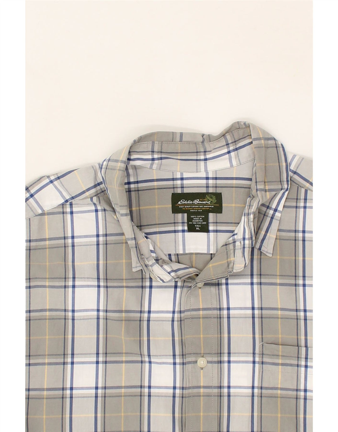 EDDIE BAUER Mens Tall Shirt XL Grey Check Cotton Vintage Eddie Bauer and Second-Hand Eddie Bauer from Messina Hembry 