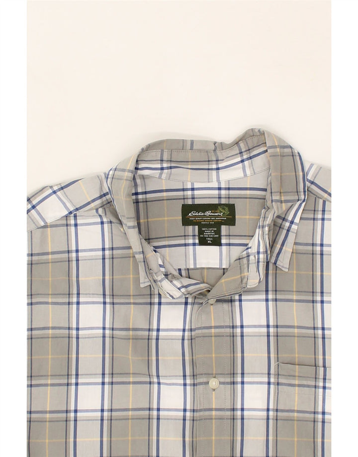EDDIE BAUER Mens Tall Shirt XL Grey Check Cotton Vintage Eddie Bauer and Second-Hand Eddie Bauer from Messina Hembry 