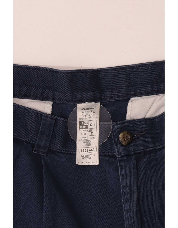 Marks & Spencer Herre Pegged Chino Shorts W32 Medium Marineblå Bomuld