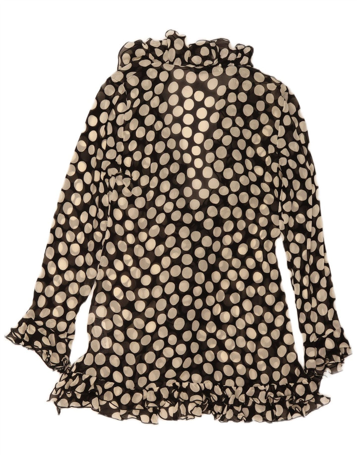 Zara Womens Flæse Front Robe Dress UK 12 Medium Black Polka Dot Viscose