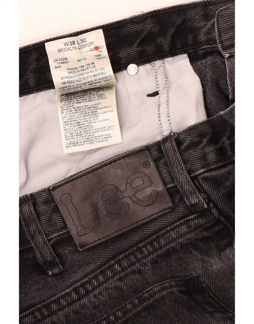 Lee Mens Brooklyn Comfort Straight Jeans W38 L30 Grå Bomuld