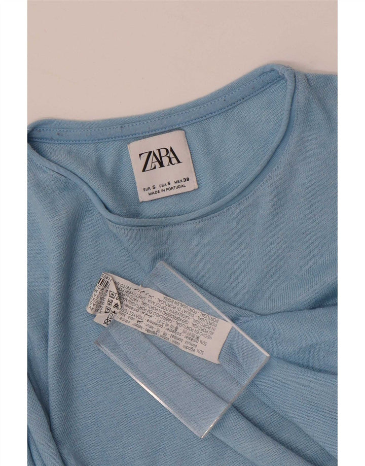 Zara Dame sweater med rund hals DK 10 Lille blå bomuld