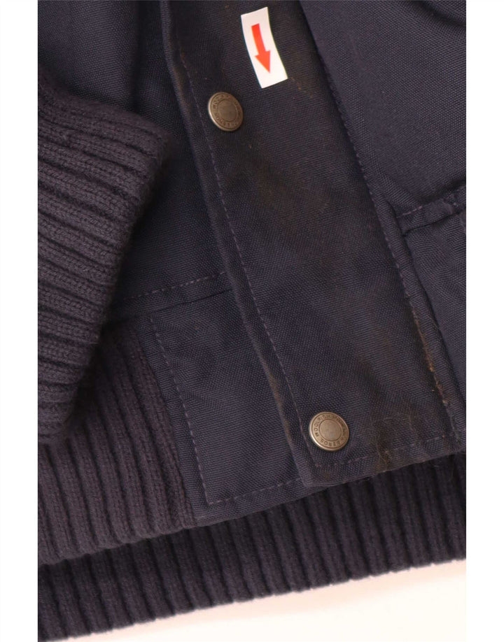 Woolrich Herre Hooded Bomber Jacket UK 38 Medium Navy Blue Nylon