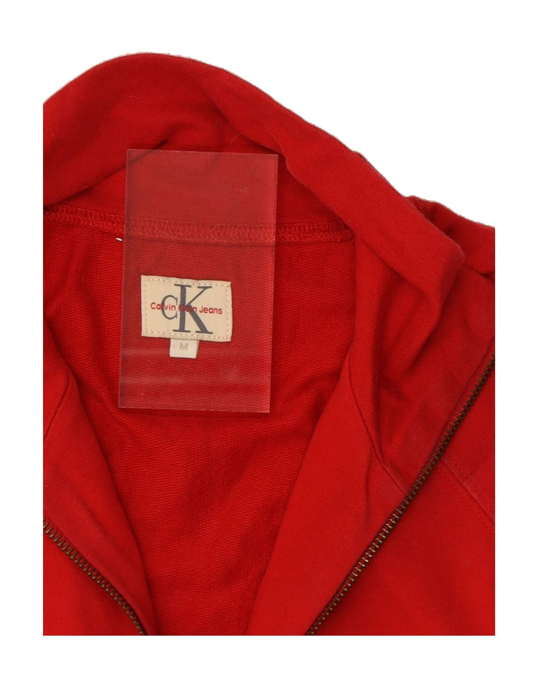CALVIN KLEIN JEANS Womens Graphic Tracksuit Top Jacket UK 12 Medium Red Vintage Calvin Klein Jeans and Second-Hand Calvin Klein Jeans from Messina Hembry 