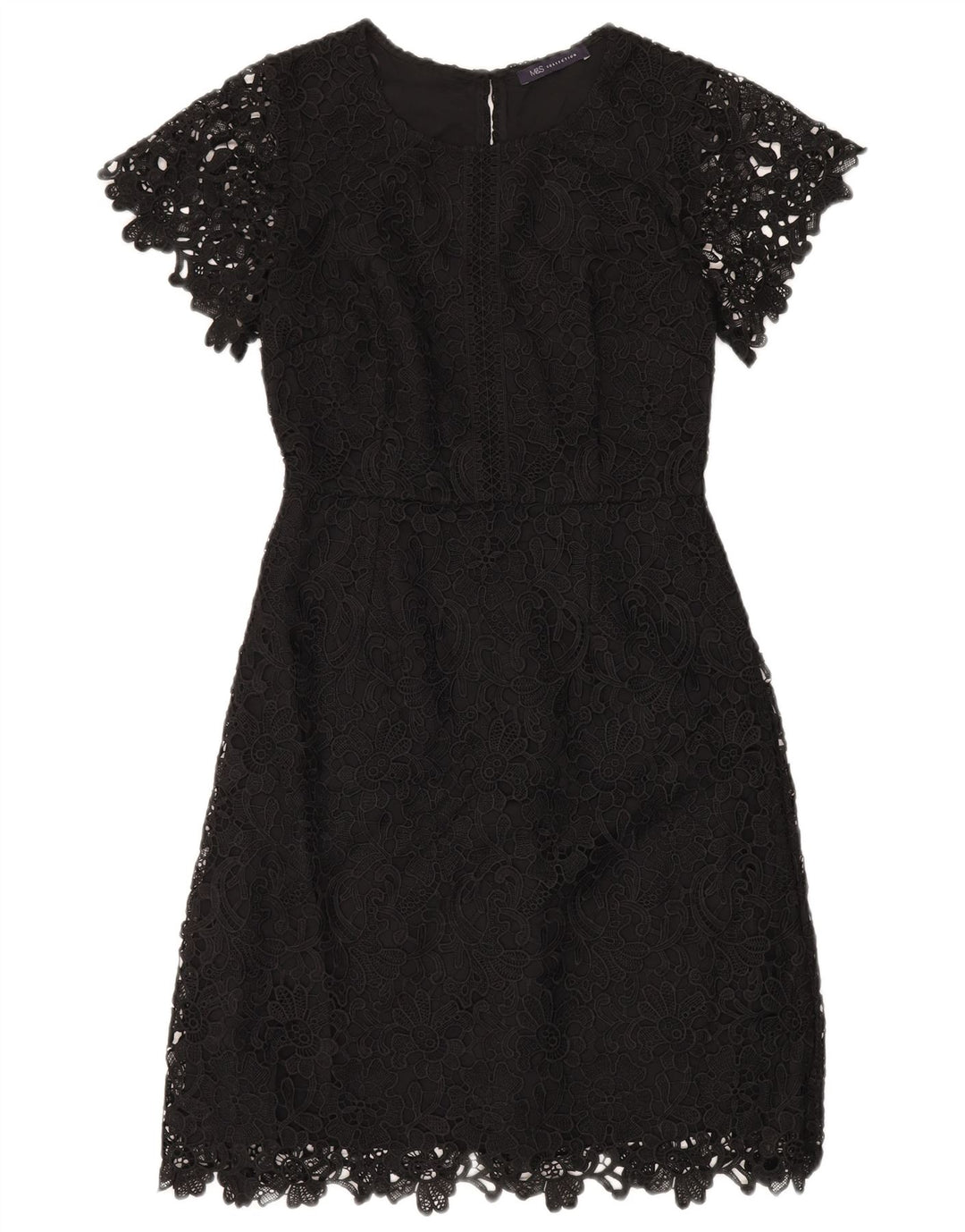 Marks & Spencer Kvinder Blondeskede Kjole UK 8 Small Black Floral Polyester