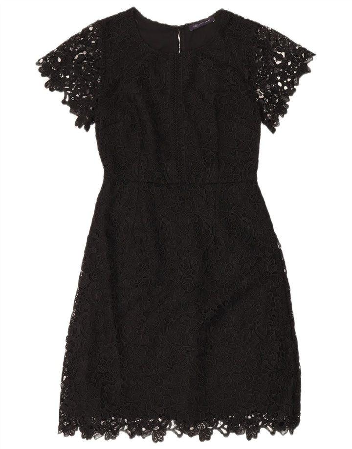 Marks & Spencer Kvinder Blondeskede Kjole UK 8 Small Black Floral Polyester