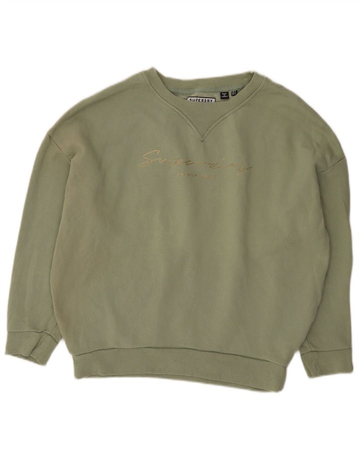 Superdry Womens Grafisk Oversized Sweatshirt Jumper UK 8 Lille grøn bomuld