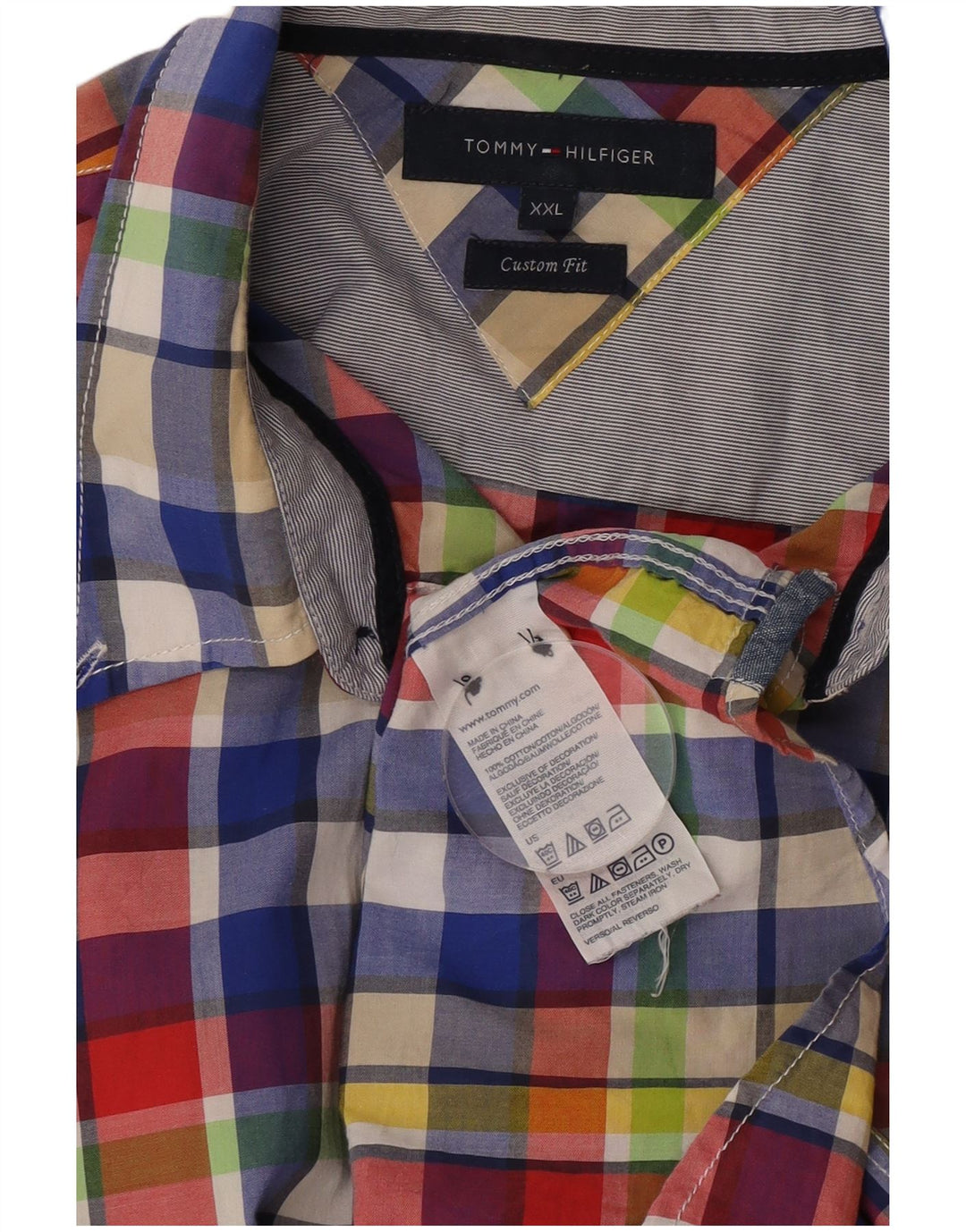 Tommy Hilfiger Herre Custom Fit skjorte 2XL flerfarvet ternet bomuld