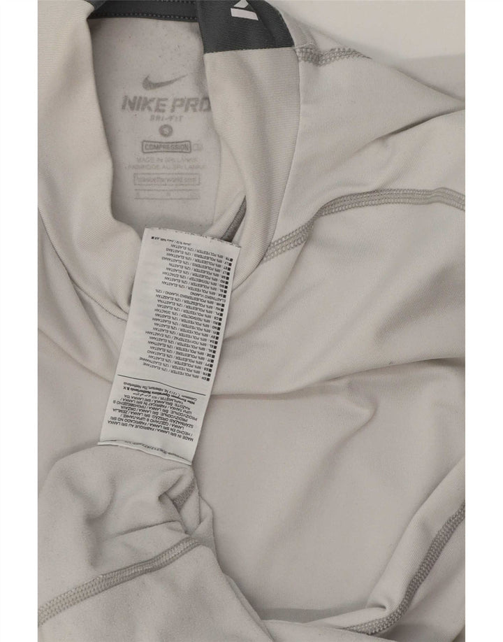 Nike Herre Dri Fit grafisk top langærmet lille grå polyester