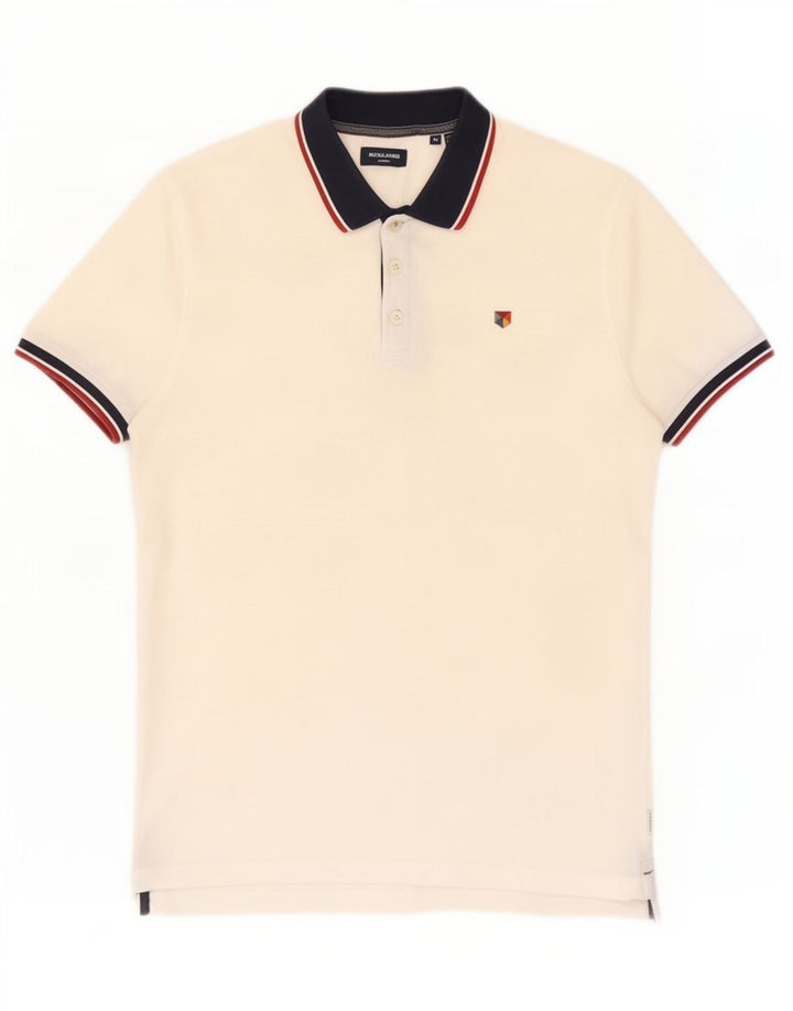 Jack & Jones herre poloshirt Medium White Colourblock