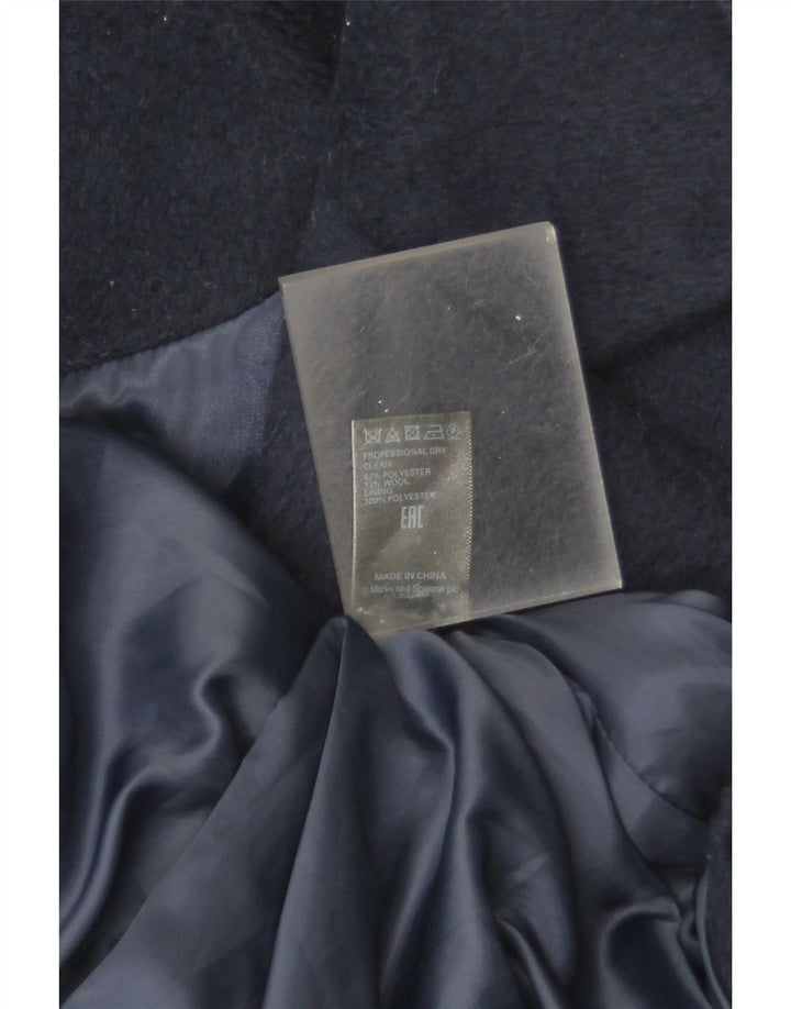 Marks & Spencer Dame Overfrakke UK 12 Medium Navy Blue Polyester