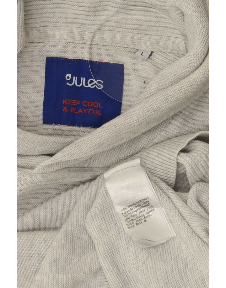 Jules Herre Shawl Neck Jumper Sweater Stor Grå Bomuld