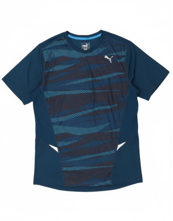 Puma Herre grafisk T-shirt Top Medium Blå Geometrisk Polyester